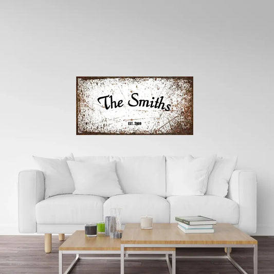 Living Room Surname Old Canvas Wall Art